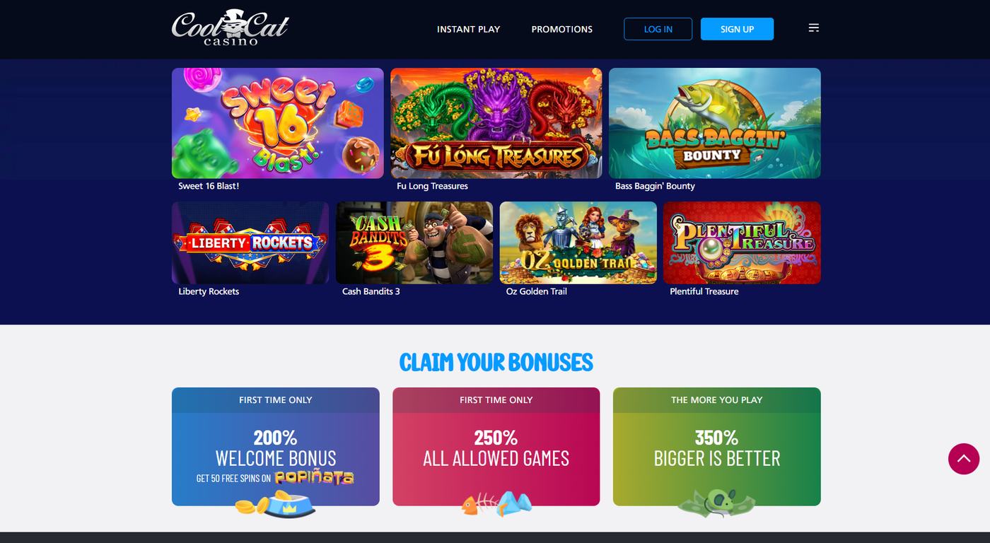 CoolCat slots and the 200 percent welcome card