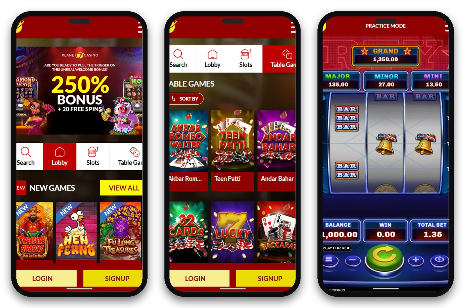 Planet 7 mobile screens in phone frames